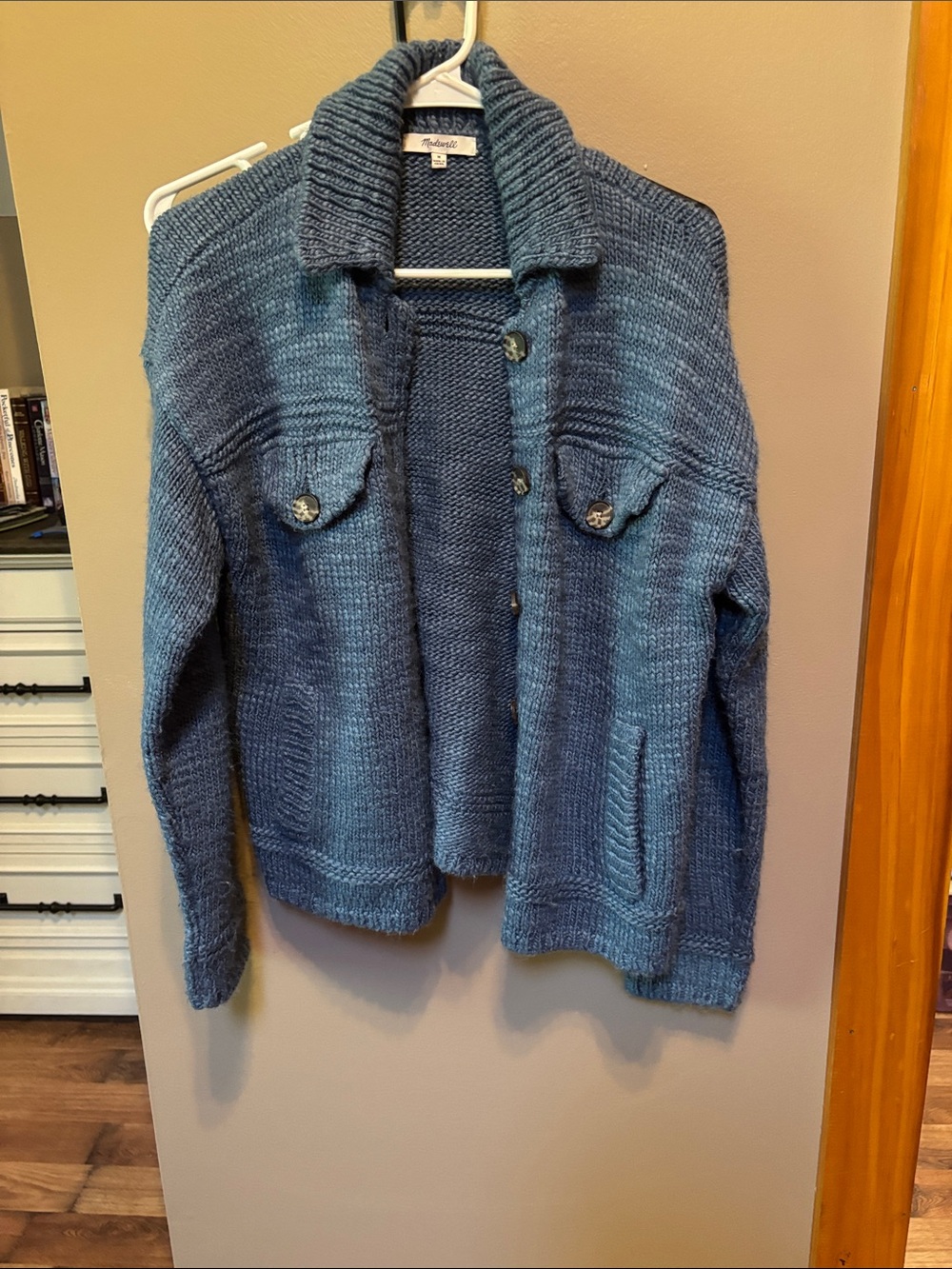 Madewell Slate Blue Knit Button-Front Cardigan